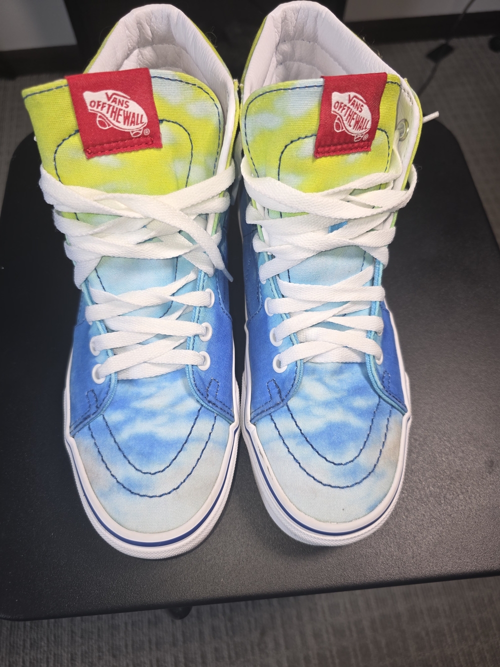 Vans Kids High-Top Sneakers in Blue & Yellow Tie-Dye